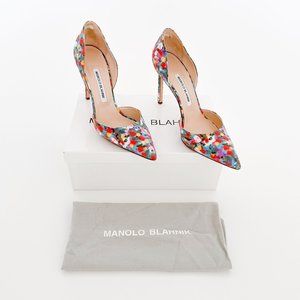 Manolo Blahnik Tayler 105 D'Orsay Pumps Size 40 US Women's 10 Multicolor Printed